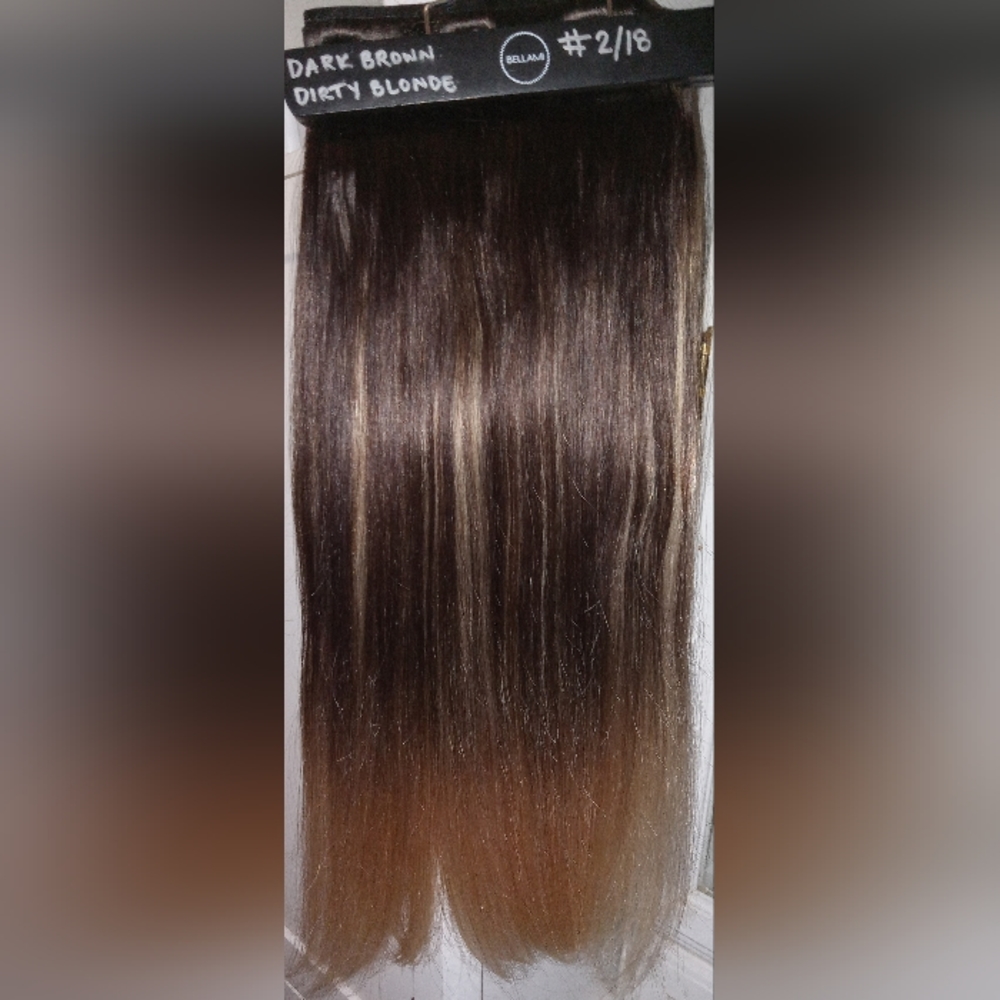 BELLAMI SILK SEAM CLIP IN HAIR EXTENSIONS DARK BROWN/DIRTY BLONDE